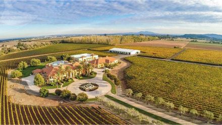 A aerial drone image of the expansive Bally Keal Estate in Fairfield, CA.