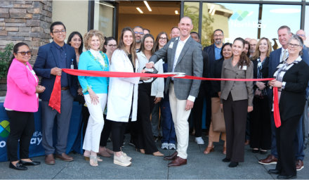 Group of NorthBay leaders and care providers commencing the ribbon cutting of the new urgent care in American Canyon.